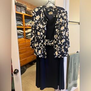 Jessica Howard Navy and White Floral Dress and Jacket